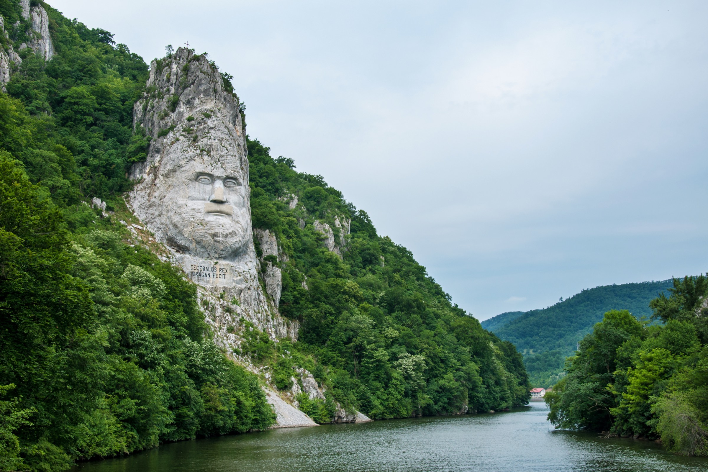 The rock sculpture of Decebalus Rex above the Danube