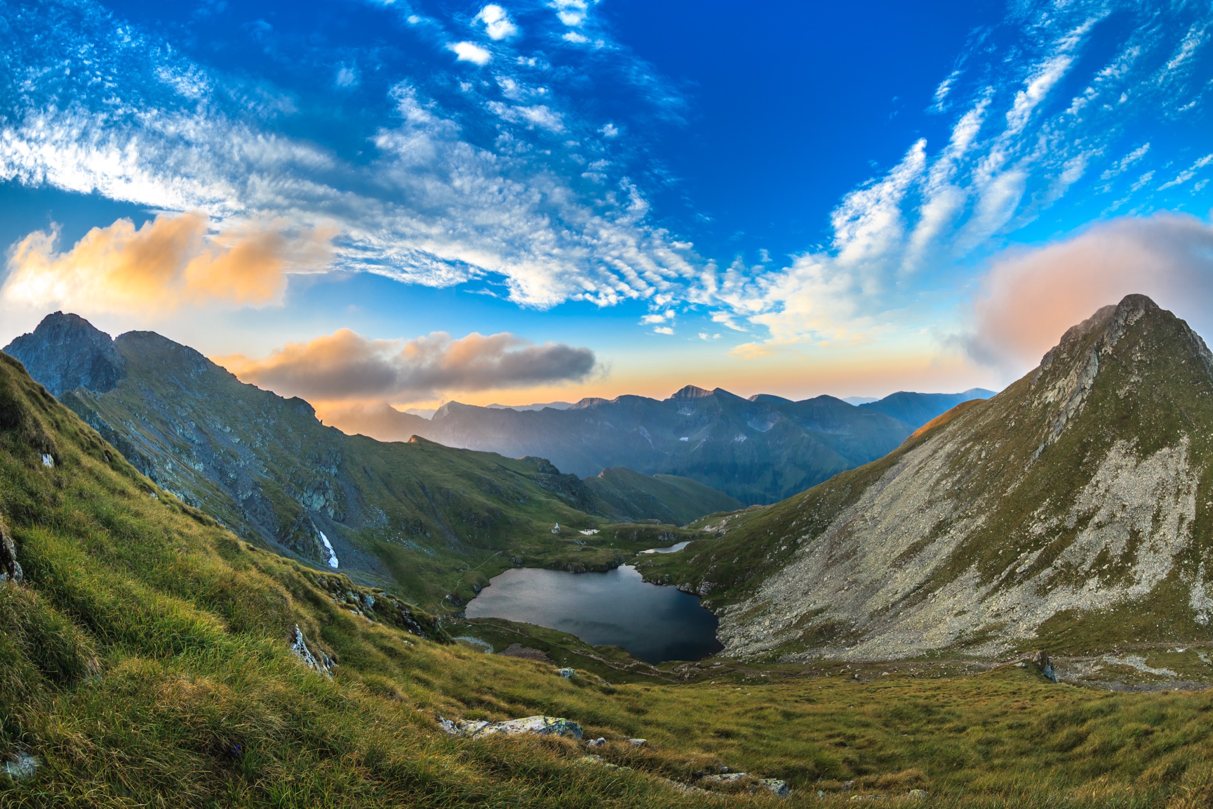 Capra Lake in the Fagaras mountains, on the Transfagarasan